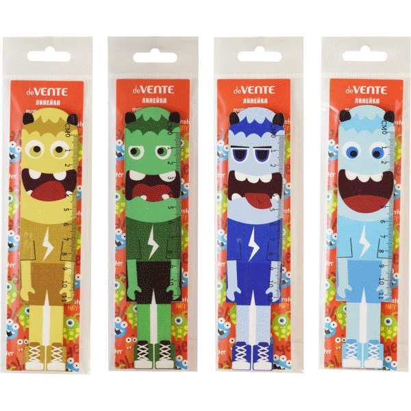 Линейка 'deVENTE. Monsters' фигурная деревянная крашенная с рисунком, шкала 11 см, 5091038