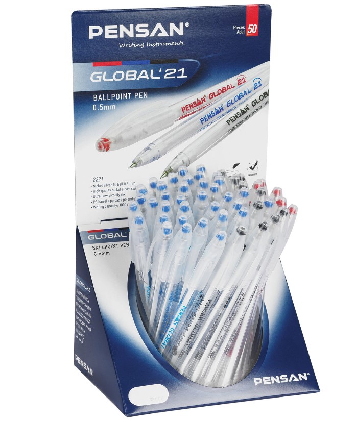 Ручка шариковая Pensan 'Global', 0.5 мм., корпус пластик ассорти, СИН;ЧЕРН;КРАСН, 2221