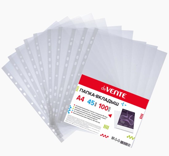 Папка-вкладыш 'deVENTE' A4, 45 мкм, фактура 'апельсиновая корка', (100 шт;уп), 3050009
