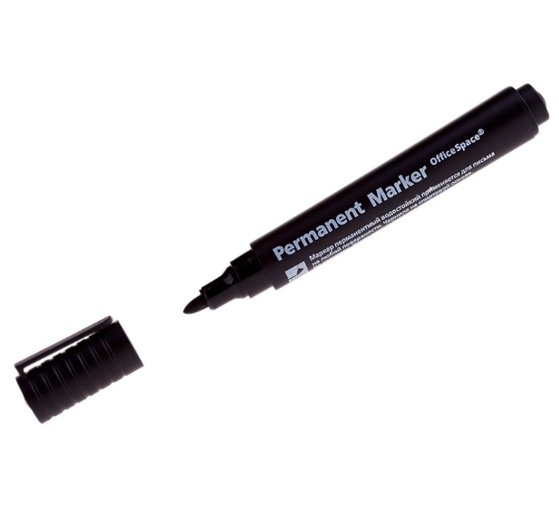 Маркер перманентный OfficeSpace '8004' черный, пулевидный, 2 мм, PM_268