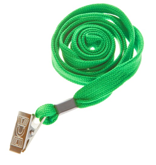 Шнурок для бейджей OfficeSpace, 45 см, металлический клип, зеленый, 284665