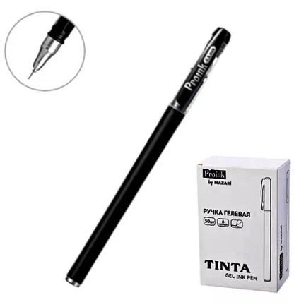 Ручка гелевая TINTA. черная. игольчатый узел 0,5 мм, Р-100-4