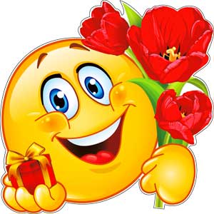 Украшение на скотче 'Смайл с тюльпанами', с блёстками, (1;уп), А1-113-245