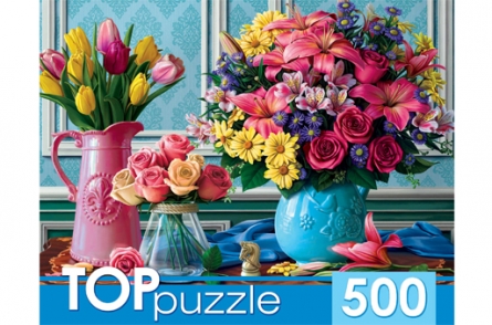 Пазлы 500 эл. TOPpuzzle 'Вазы с яркими цветами', ХТП500-4234