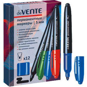 Маркер перманентный "deVENTE", круглый корпус , 5 мм пулевидный наконечник, синий цвет, 5043735