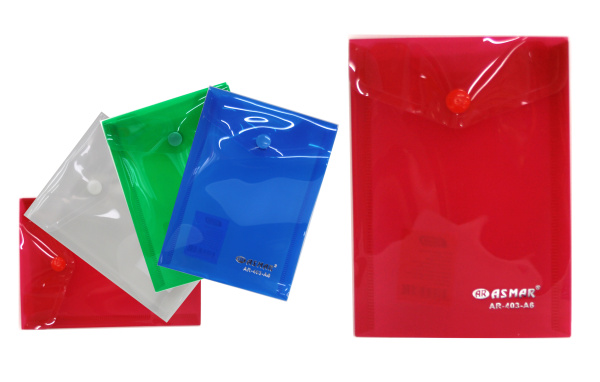 Папка пластиковая на кнопке А6, вертикальная, 'ASMAR', 155х115 мм, ассорти цвета, AR-403-A6