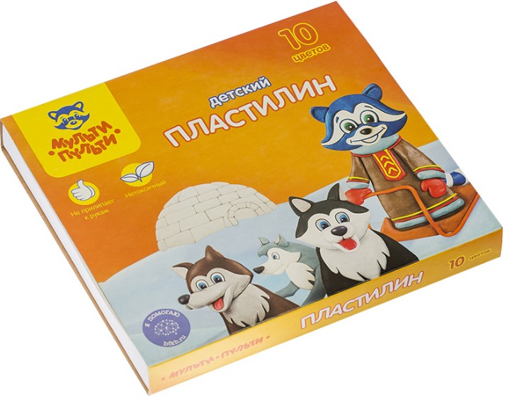 Пластилин Мульти-Пульти 'Енот на Аляске', 10 цветов, 150 г, со стеком, картон, ДП_10234