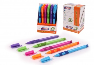 Ручка шариковая на маслянной основе с резин. упором для левши, синяя  AR-2242