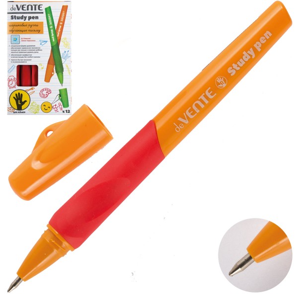 Ручка шариковая deVente 'Study pen', для левшей, синяя, 0.7 мм., грип, цв. в ассорт. 5073606