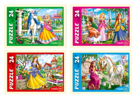 Пазлы-мини 24 эл. Рыжий кот 'Волшебный мир принцесс', 175 х 130 мм., П24-0621