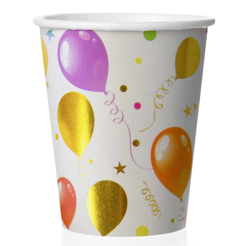 Стаканы 'Воздушные шарики', разноцветный, металлик, 250 мл, (6 шт;уп), 6231428
