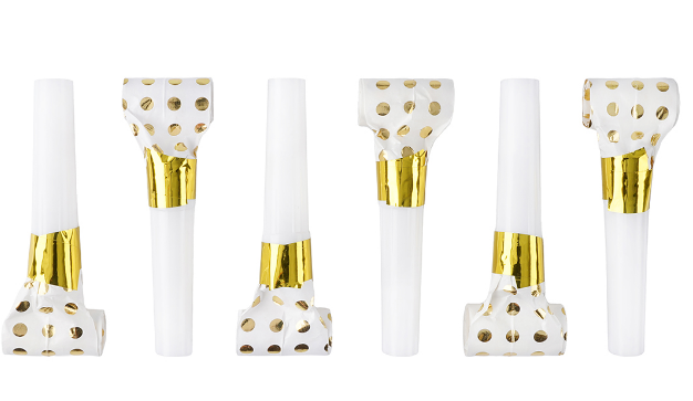 Язычок Горошек, Белый/Золото, Металлик, 6 см, 6 шт. в упак, 6232266н-й