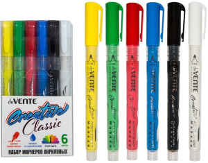 Набор маркеров акриловых deVENTE 6 цв, ширина линии 1,5 мм., 5044302