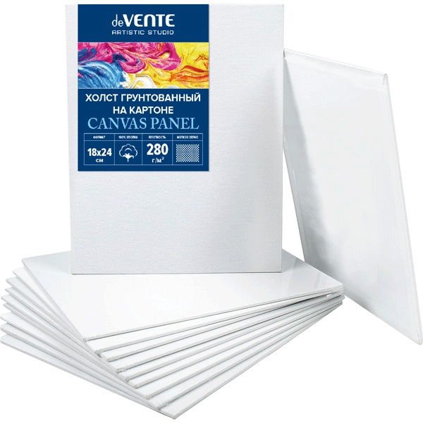 Холст на картоне 18x24 см грунтованный 'deVENTE. ARTISTIC STUDIO' 100% хлопок 280 г;м², 8150301
