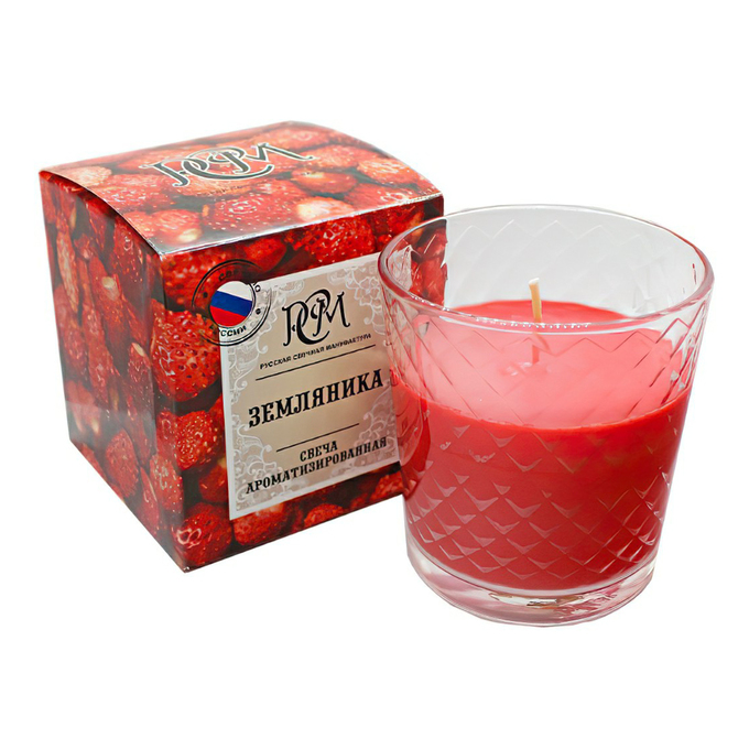 Свеча в стакане РСМ Земляника 30 ч 3113020