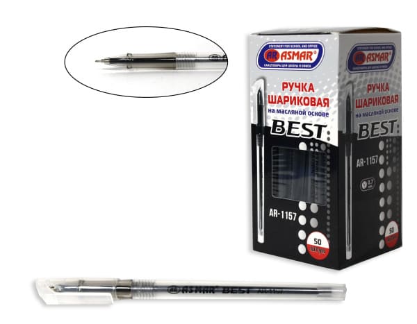 Ручка шариковая на масл.основе черная, AR-1157;ЧЕРНАЯ;СИНЯЯ