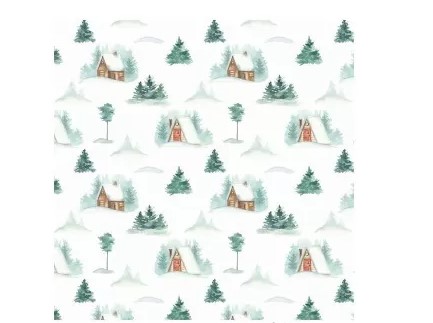 Упаковочная бумага ,'Снежное время года', (1 лист в рулоне,70 х100 см), УБ-4325