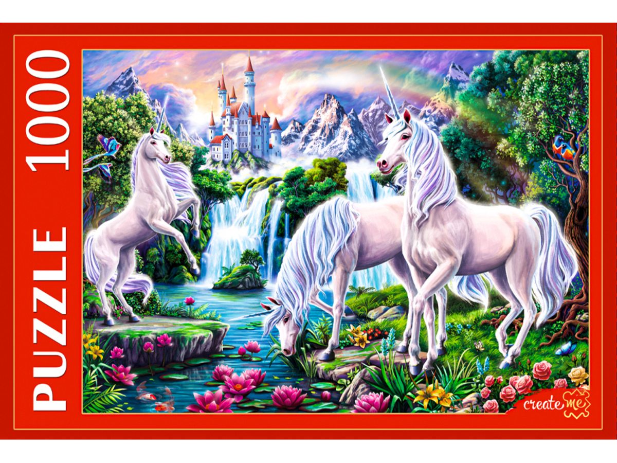 ПАЗЛЫ 1000 элементов. ЕДИНОРОГИ И ЗАМОК, Ф1000-7651