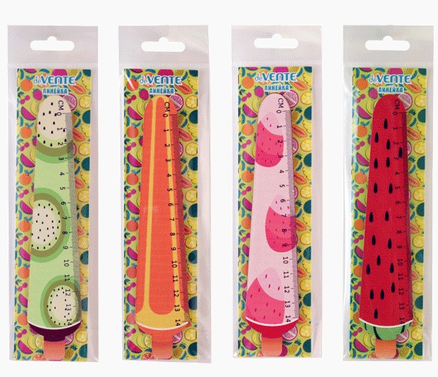 Линейка 'deVENTE. Juicy Fruit' фигурная деревянная крашенная с рисунком, шкала 14 см, 5091037