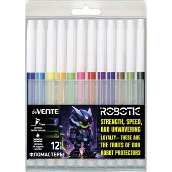 Фломастеры 'deVENTE. Robotic' 12 цветов с невентилируемым колпачком, 5081523