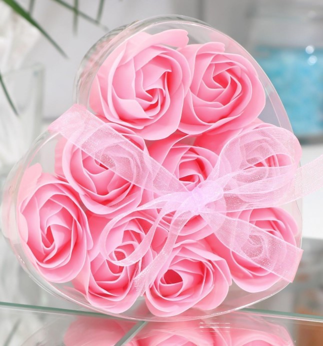 Мыльные розочки, розовые, набор (9 шт;уп), 6962272