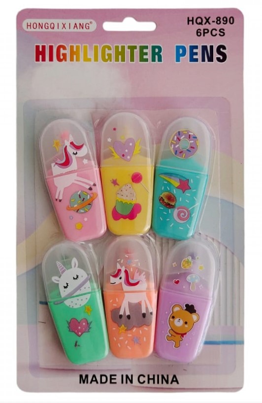 Текстовыделитель мини набор 6 цв, CUTE, HQX-890