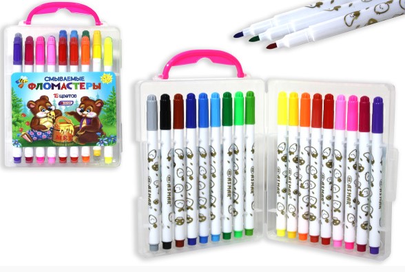 Фломастеры смываемые, ASMAR, 18 цветов, AR-976-18