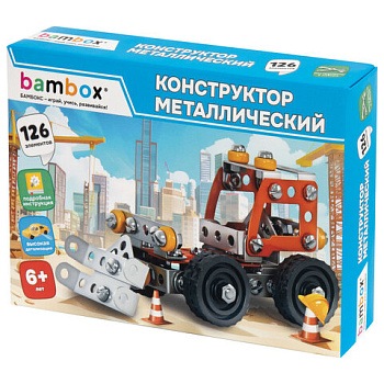 Конструктор металлический "Бульдозер", цветной, с подвижными деталями, 126 элементов, BAMBOX