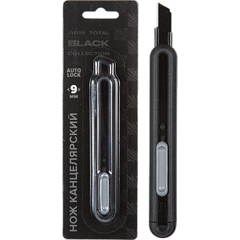 Нож канцелярский 'deVENTE Total black', 09мм, 12,6 см, 4090404