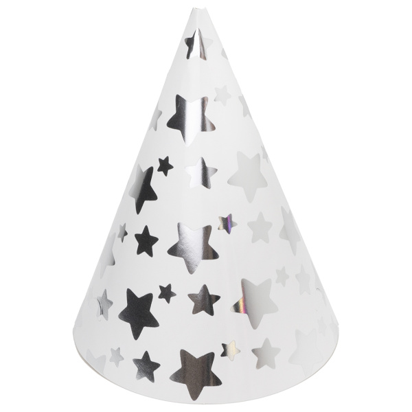 Колпак, 'Волна Веселья', Звезды, микс, Белый;Серебро, 16 см, 6 шт;уп, 6231750