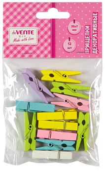 Прищепки декоративные "deVENTE. DIY Natural WOOD" деревянные, размер 35x7 мм, 12шт, 8120413